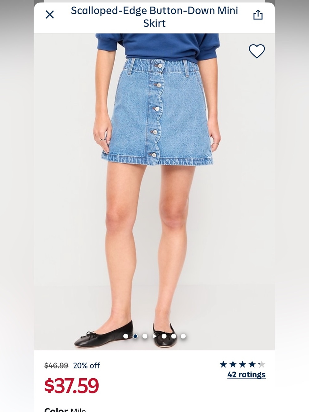 Old Navy Light Blue Scalloped-Edge Button-Front Denim Mini Skirt